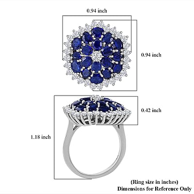 Masoala Sapphire (D) and White Zircon 6.10 ctw Ring in Platinum Over Sterling Silver (Size 10.0)