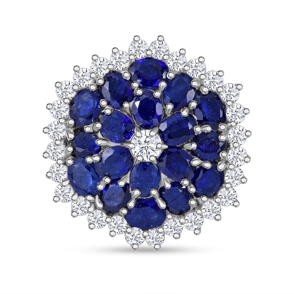 Masoala Sapphire (D) and White Zircon 6.10 ctw Ring in Platinum Over Sterling Silver (Size 7.0) image number 0