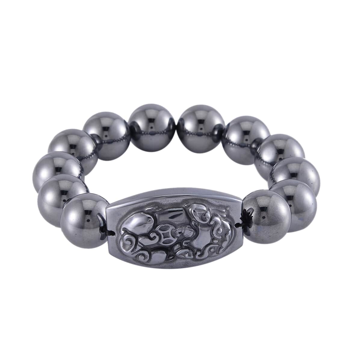 Terahertz Pixiu Carved and Beaded Stretch Bracelet 175.00 ctw image number 0