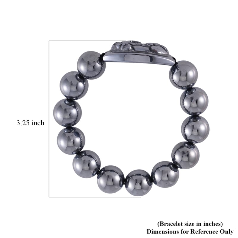 Terahertz Pixiu Carved and Beaded Stretch Bracelet 175.00 ctw