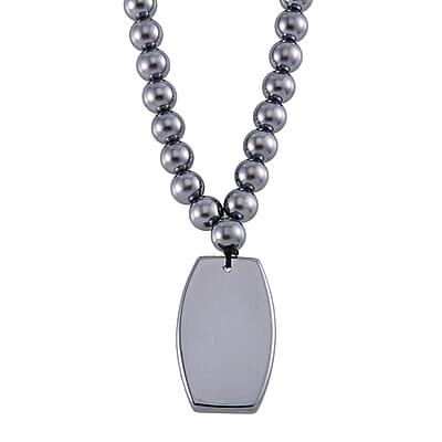 Terahertz Pi-Xiu Carved Men's Pendant with Beaded Necklace 24 Inches in Rhodium Over Sterling Silver 205.00 ctw