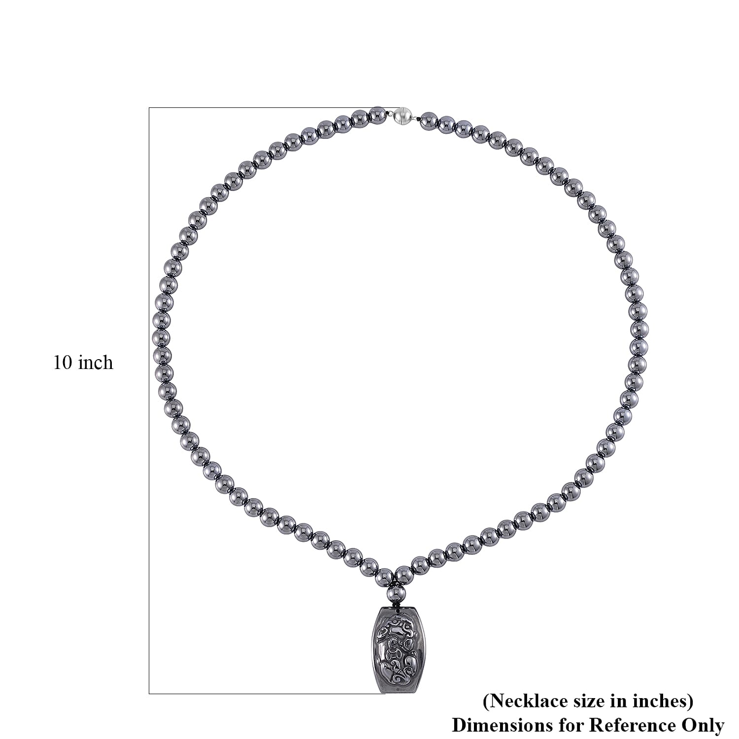 Terahertz Pi-Xiu Carved Men's Pendant with Beaded Necklace 24 Inches in Rhodium Over Sterling Silver 205.00 ctw