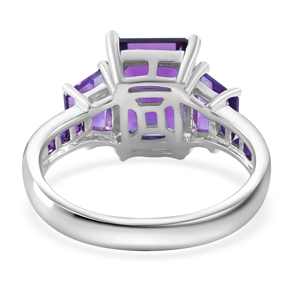 Doorbuster Premium African Amethyst Ring in Platinum Over Sterling Silver (Size 10.0) 4.60 ctw image number 4