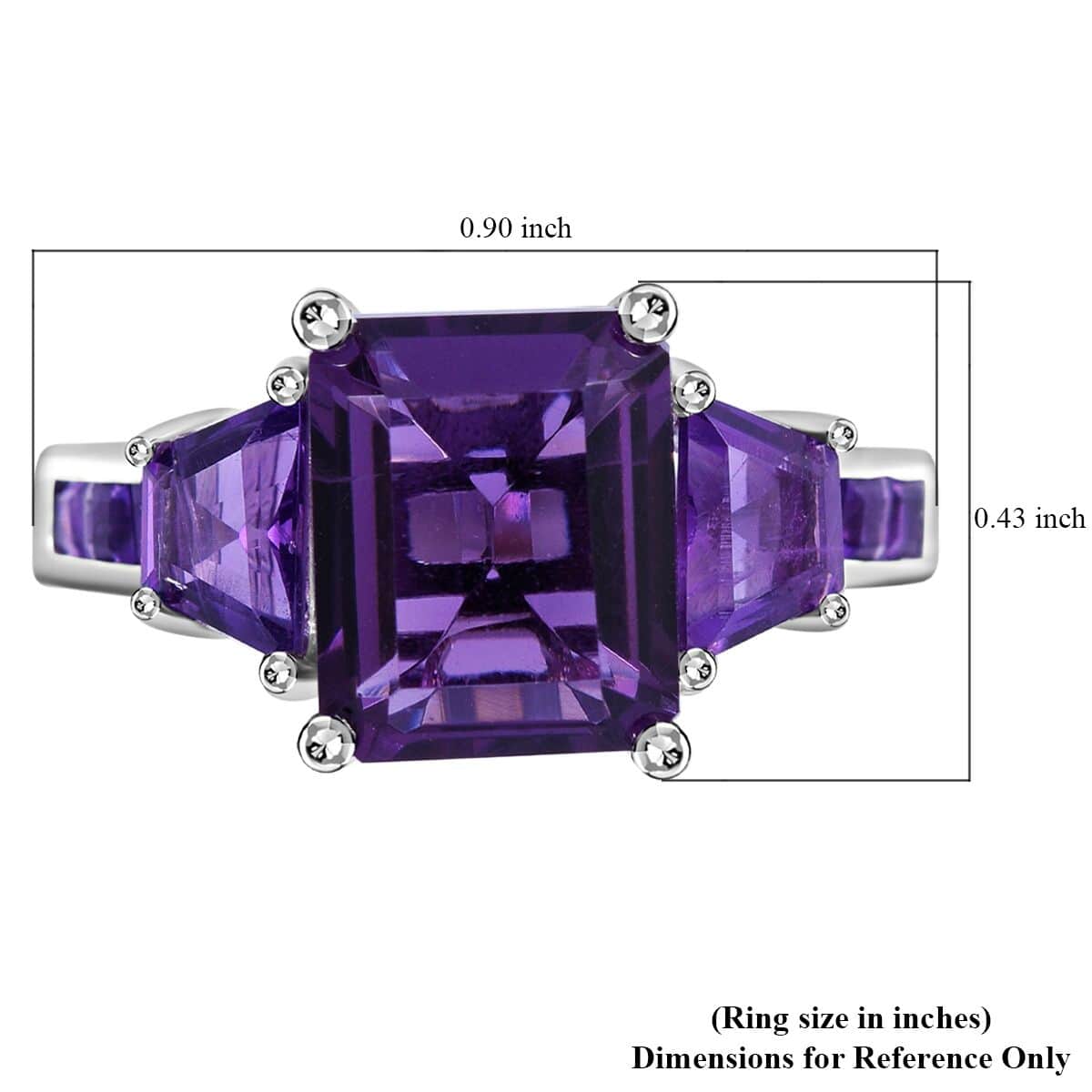 Doorbuster Premium African Amethyst Ring in Platinum Over Sterling Silver (Size 10.0) 4.60 ctw image number 5