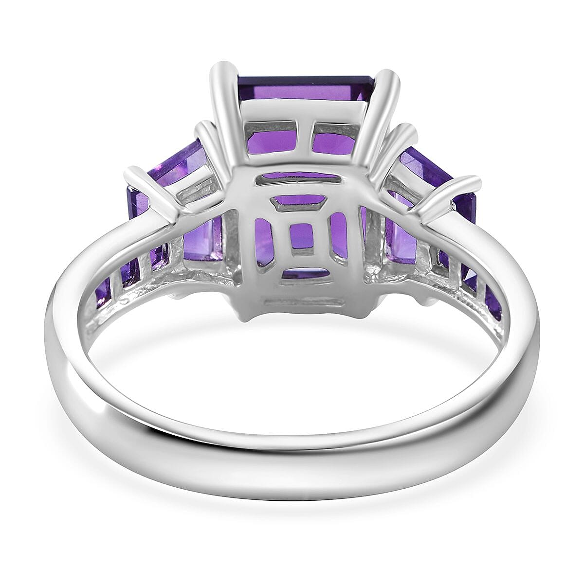 Premium African Amethyst Ring in Platinum Over Sterling Silver (Size 5.0) 4.60 ctw image number 4
