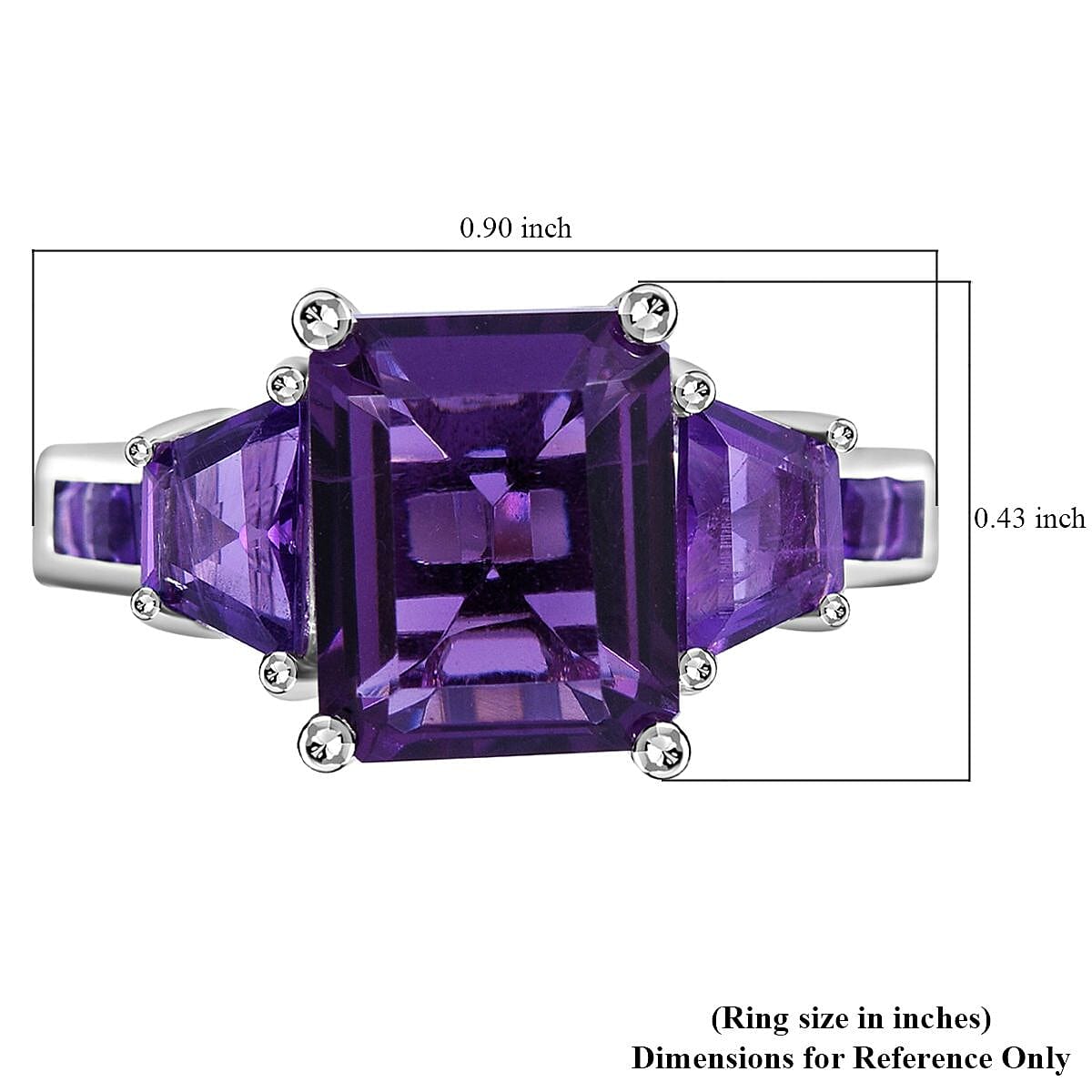 Premium African Amethyst Ring in Platinum Over Sterling Silver (Size 7.0) 4.60 ctw image number 5