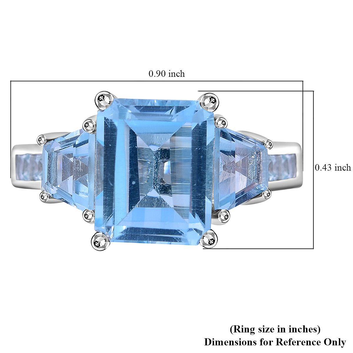 Premium Sky Blue Topaz Ring in Platinum Over Sterling Silver (Size 7.0) 5.55 ctw image number 5
