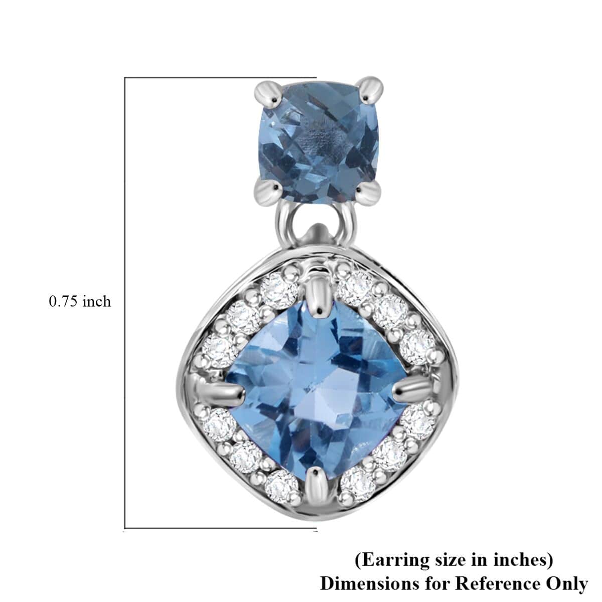 Premium Sky Blue Topaz and White Zircon 4.60 ctw Dangle Earrings in Platinum Over Sterling Silver image number 4