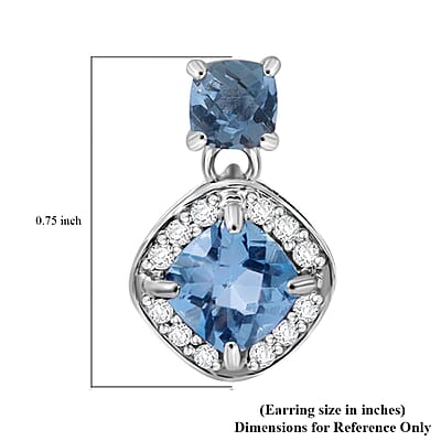 Premium Sky Blue Topaz and White Zircon 4.60 ctw Dangle Earrings in Platinum Over Sterling Silver