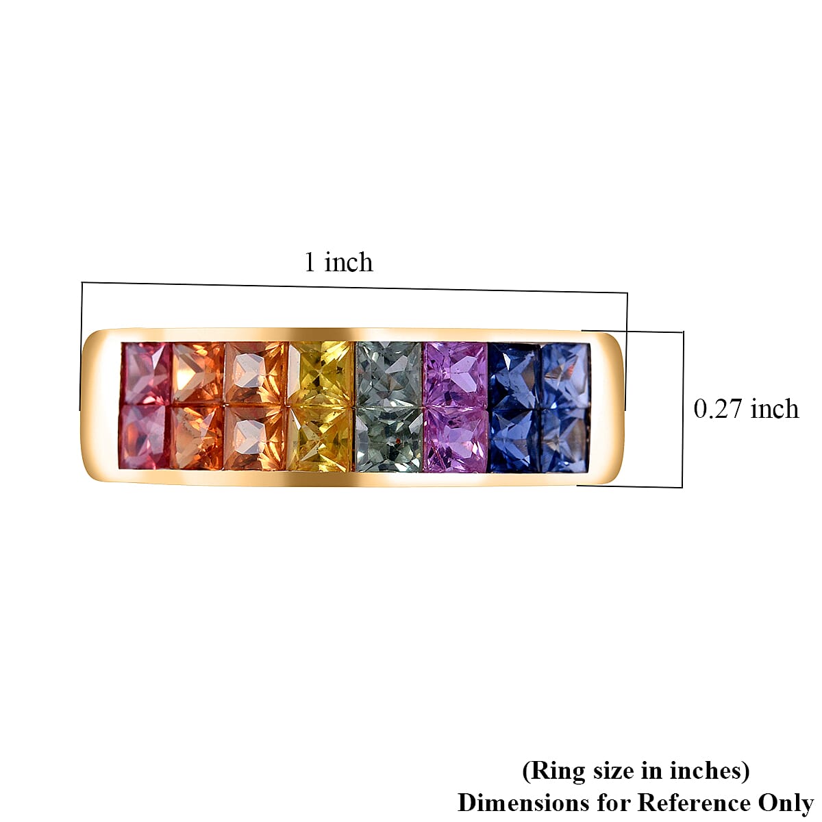 Luxoro AAA Rainbow Sapphire 2.40 ctw Band Ring in 10K Yellow Gold (Size 10.0) image number 4