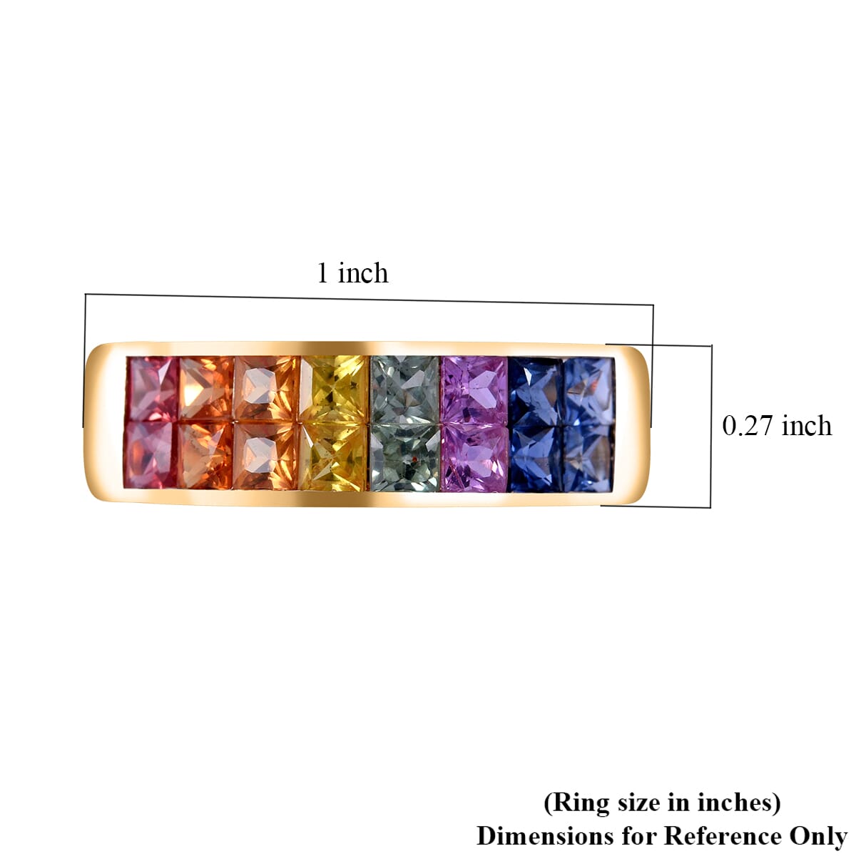 Luxoro AAA Rainbow Sapphire 2.40 ctw Band Ring in 10K Yellow Gold (Size 8.0) image number 4