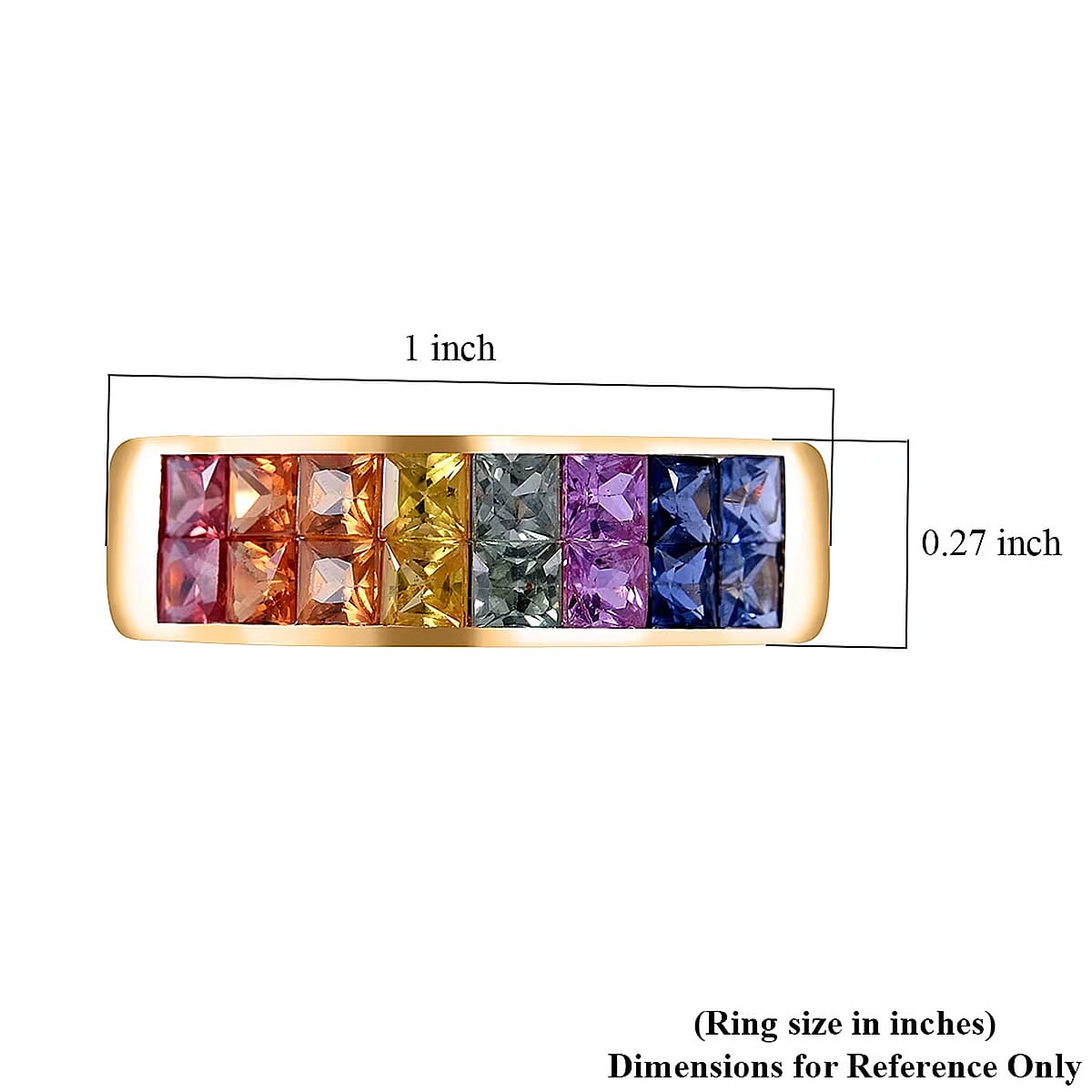 Luxoro AAA Rainbow Sapphire 2.40 ctw  Band Ring in 10K Yellow Gold (Size 8.0) image number 5