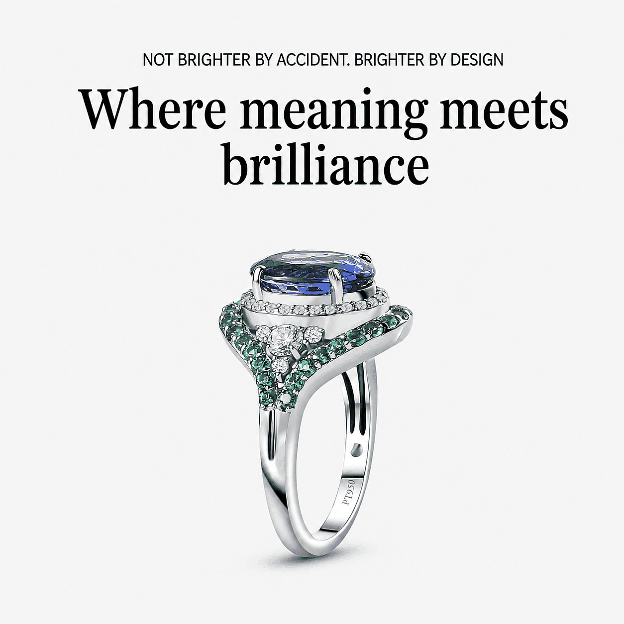 Rhapsody 950 Platinum AAAA Tanzanite, Boyaca Colombian Emerald and E-F VS2 Diamond Ring (Size 8.5) 8.55 Grams 5.90 ctw