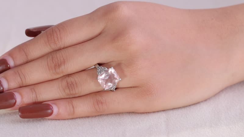Morganite Quartz, Simulated Champagne Diamond Ring in Stainless Steel (Size 10.0) 6.90 ctw
