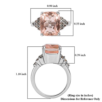 Morganite Quartz (Triplet) and Simulated Champagne Diamond Ring in Stainless Steel (Size 10.0) 6.90 ctw