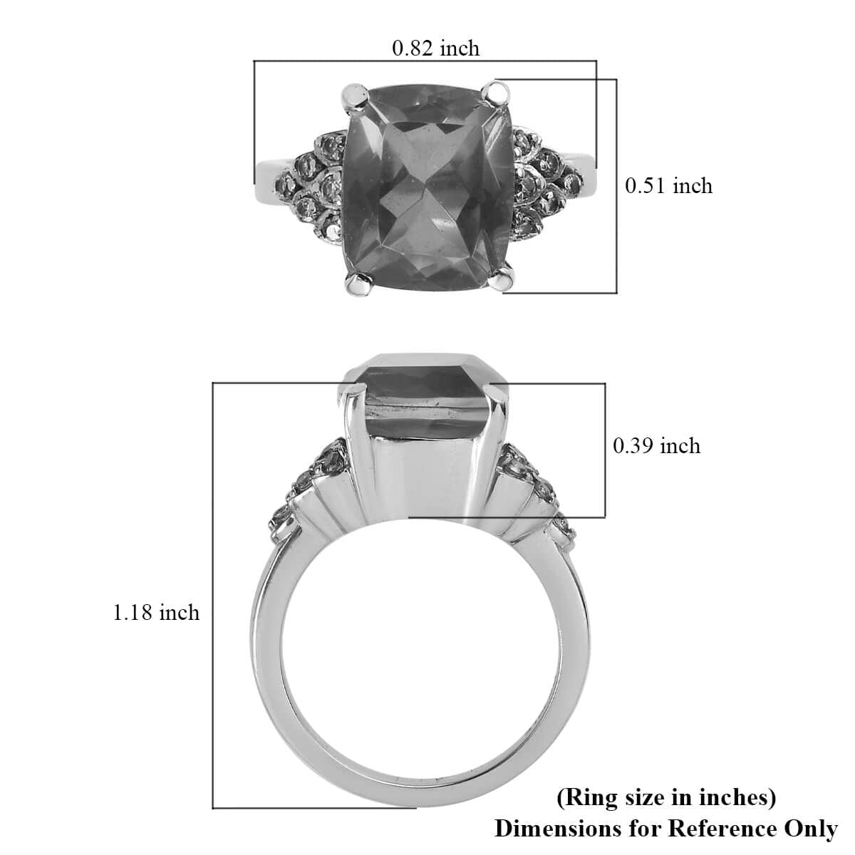 Caribbean Quartz (Triplet) and Simulated Blue Diamond Ring in Stainless Steel (Size 11.0) 6.35 ctw image number 5