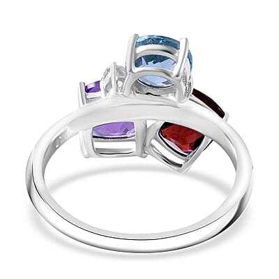 Multi Gemstone Ring in Platinum Over Sterling Silver (Size 10.0) 4.80 ctw