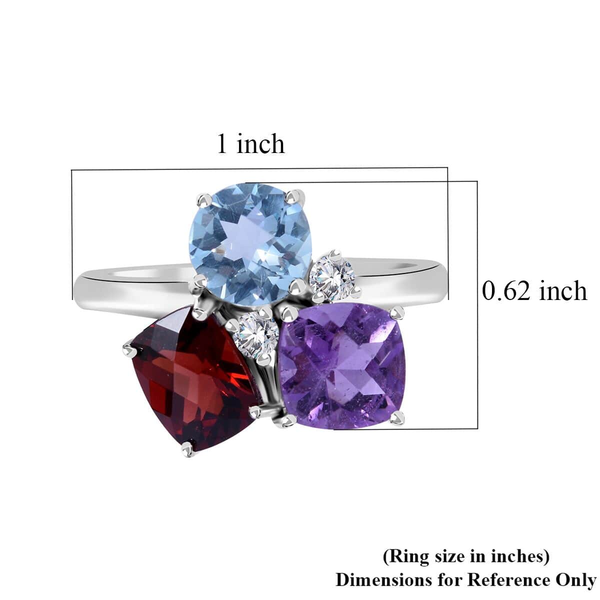 Multi Gemstone Ring in Platinum Over Sterling Silver (Size 10.0) 4.80 ctw image number 4
