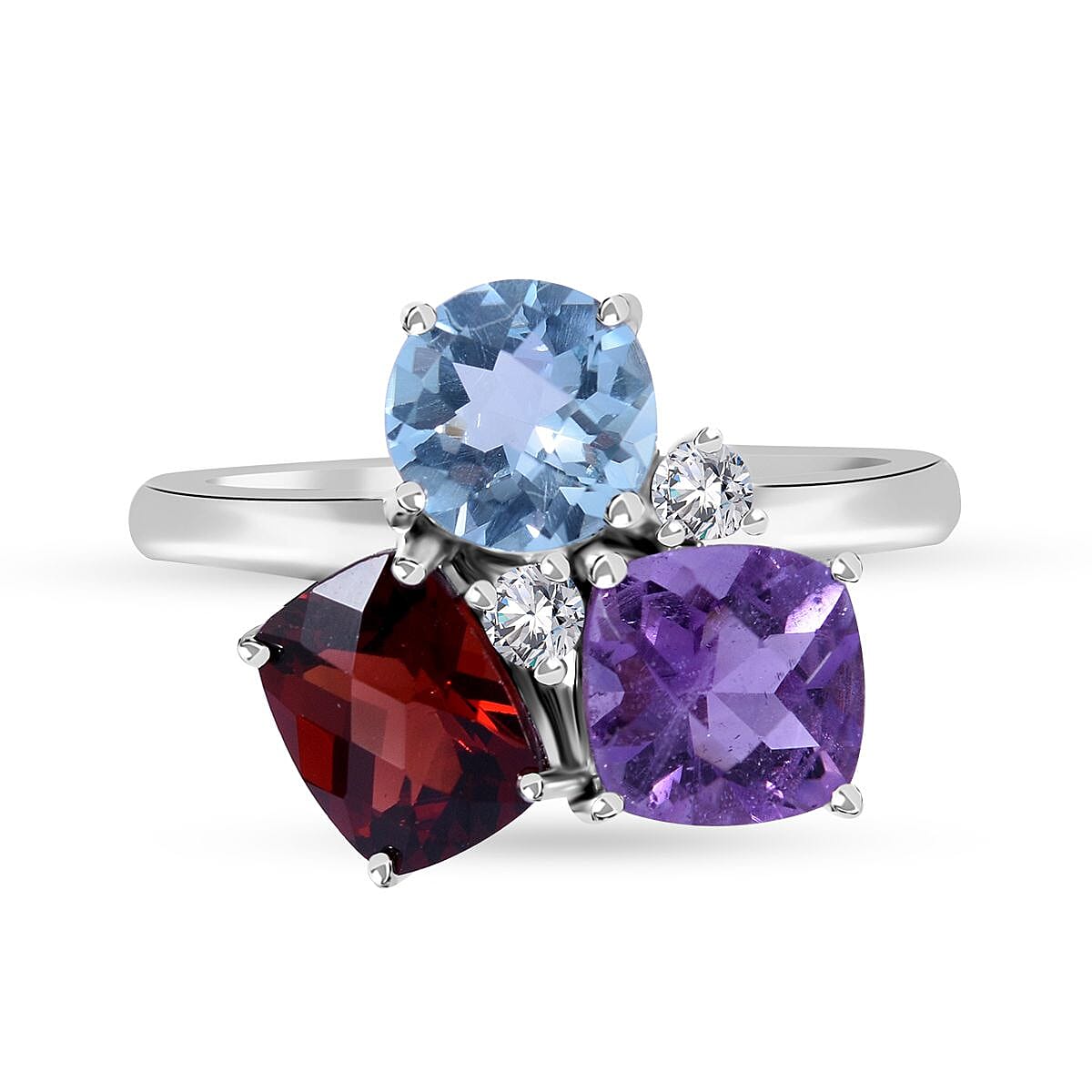 Multi Gemstone Ring in Platinum Over Sterling Silver (Size 9.0) 4.80 ctw image number 0