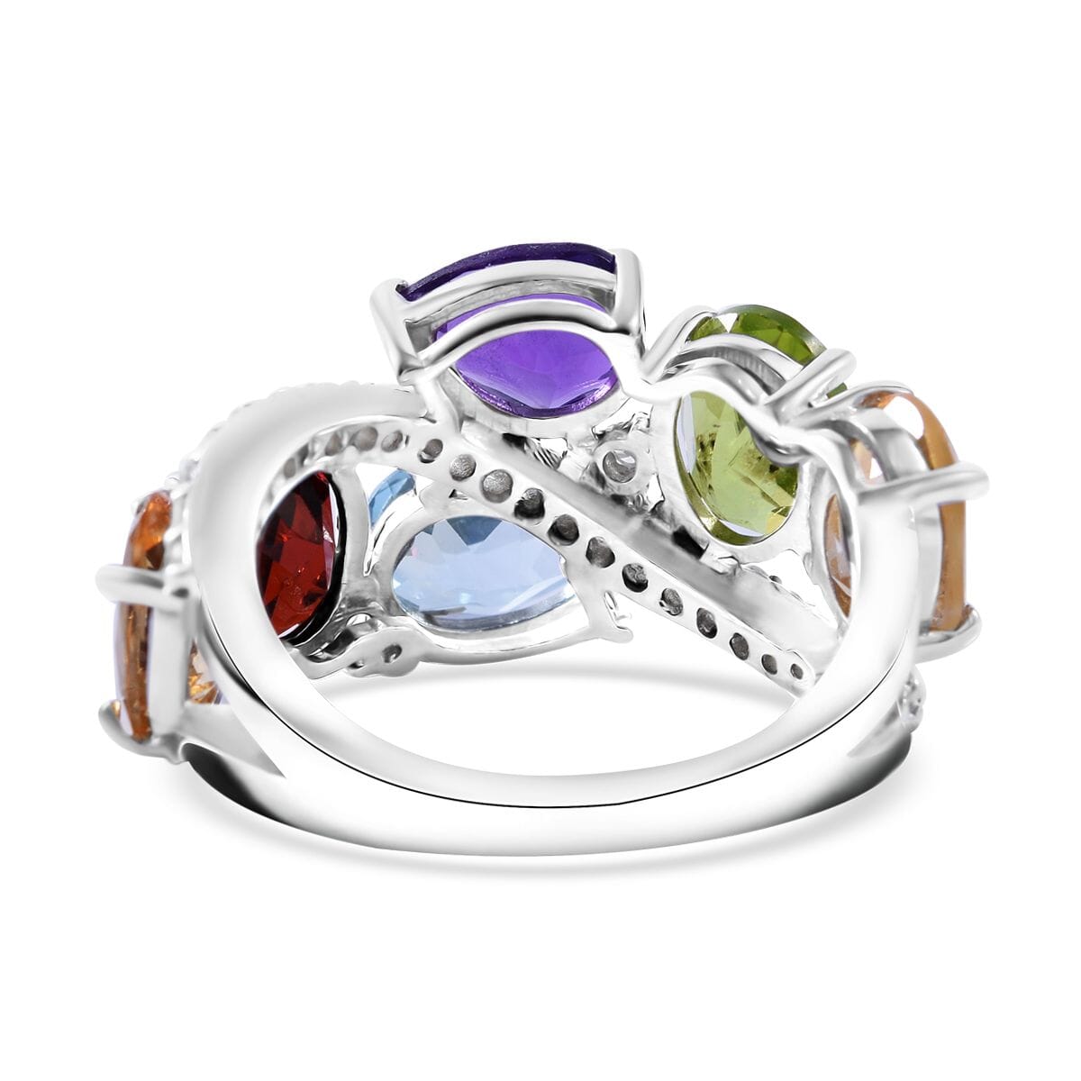 Multi Gemstone Ring in Platinum Over Sterling Silver (Size 8.0) 8.10 ctw image number 3