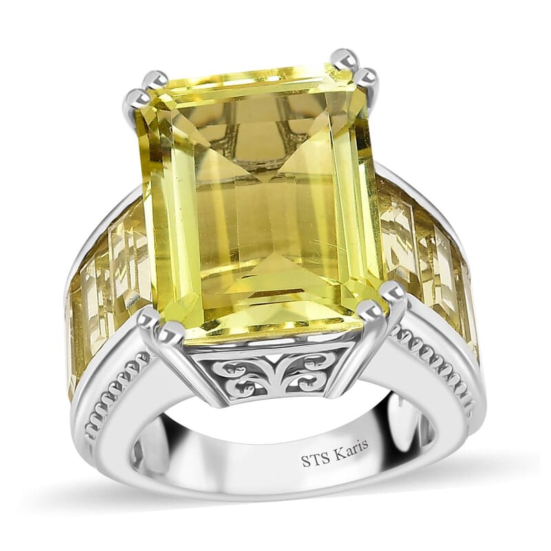 Karis Lemon Quartz Ring in Platinum Bond (Size 10.0) 22.60 ctw