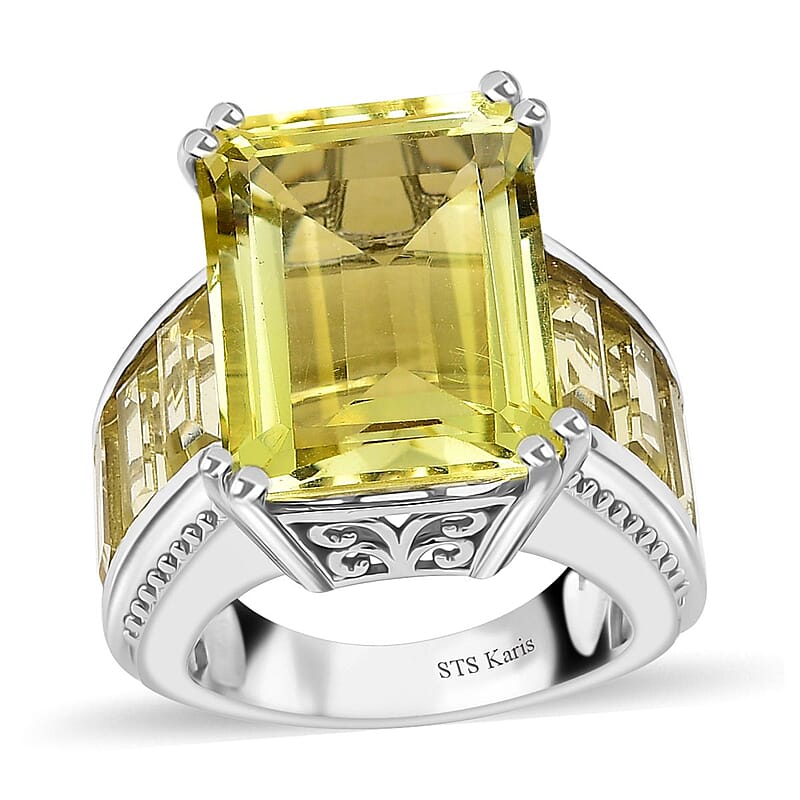 Karis Lemon Quartz Ring in Platinum Bond (Size 10.0) 22.60 ctw