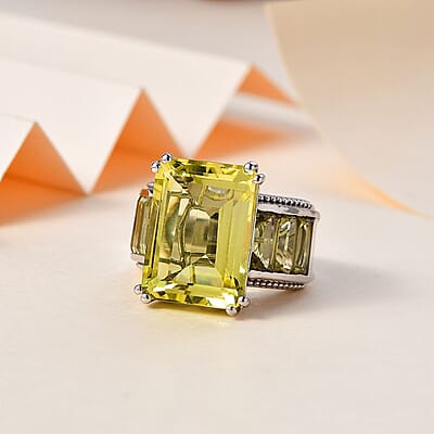 Karis Lemon Quartz Ring in Platinum Bond (Size 10.0) 22.60 ctw