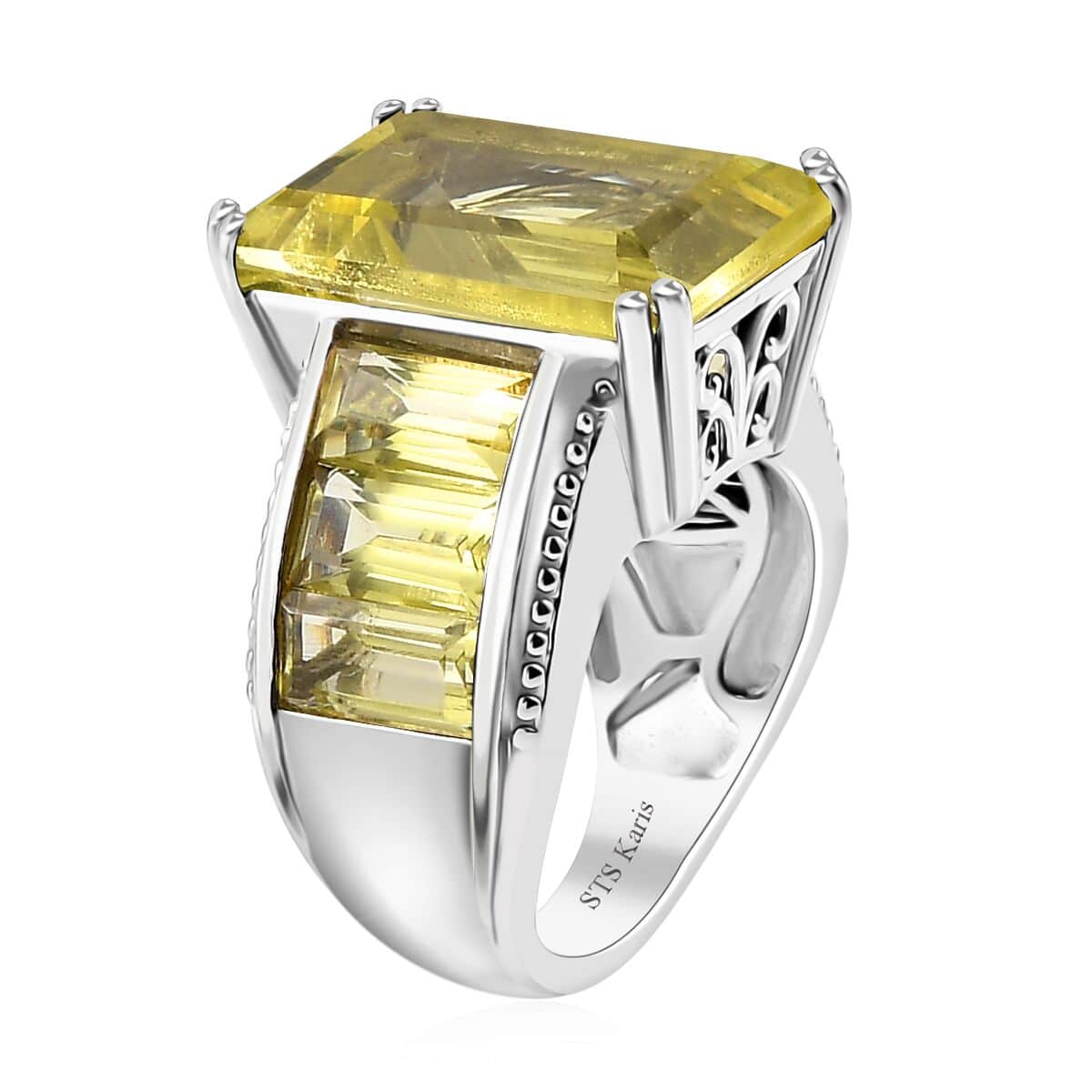 Karis Lemon Quartz Ring in Platinum Bond (Size 10.0) 22.60 ctw image number 3