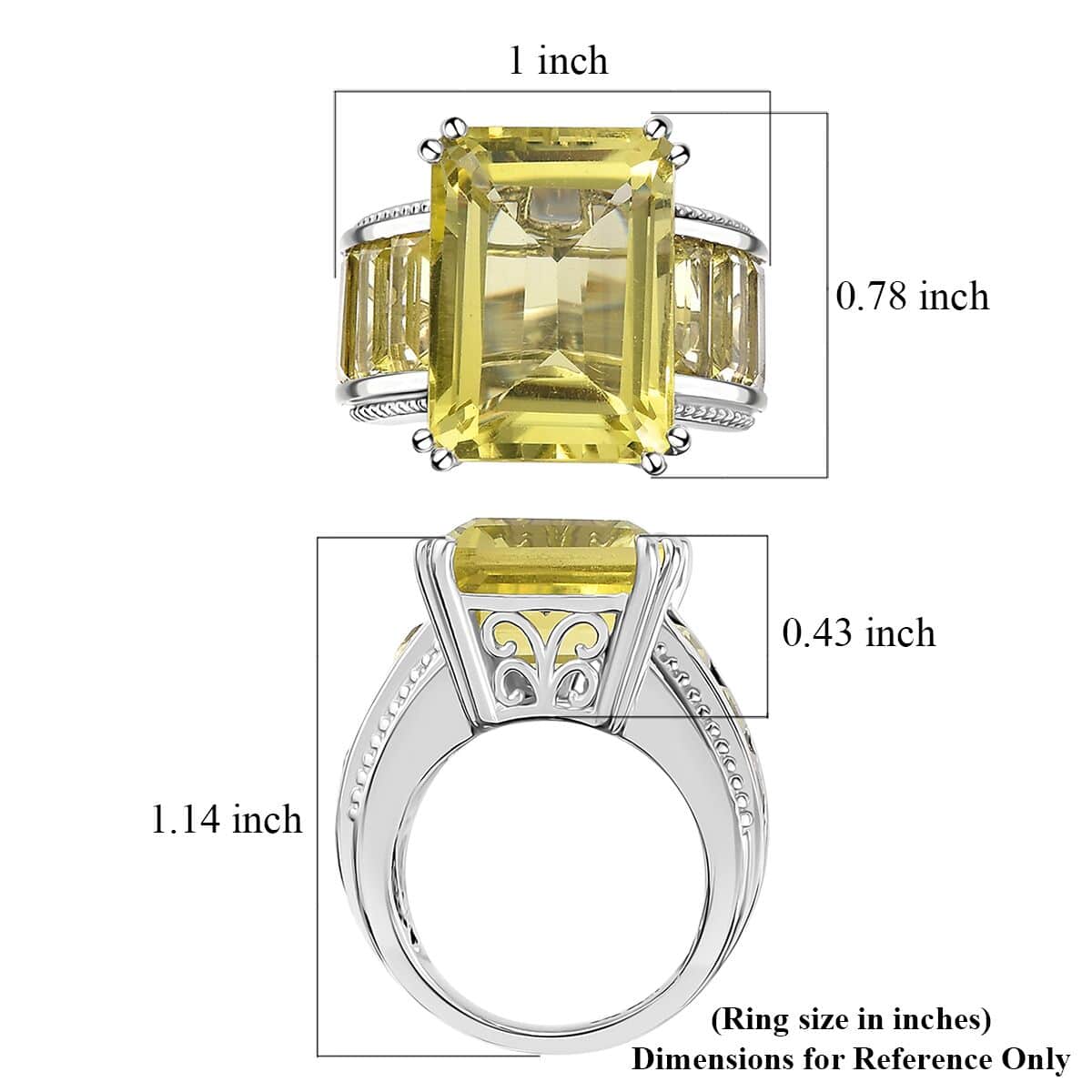Karis Lemon Quartz Ring in Platinum Bond (Size 10.0) 22.60 ctw image number 5