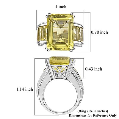 Karis Lemon Quartz Ring in Platinum Bond (Size 10.0) 22.60 ctw