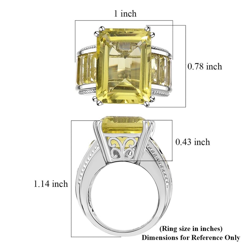 Karis Lemon Quartz Ring in Platinum Bond (Size 10.0) 22.60 ctw