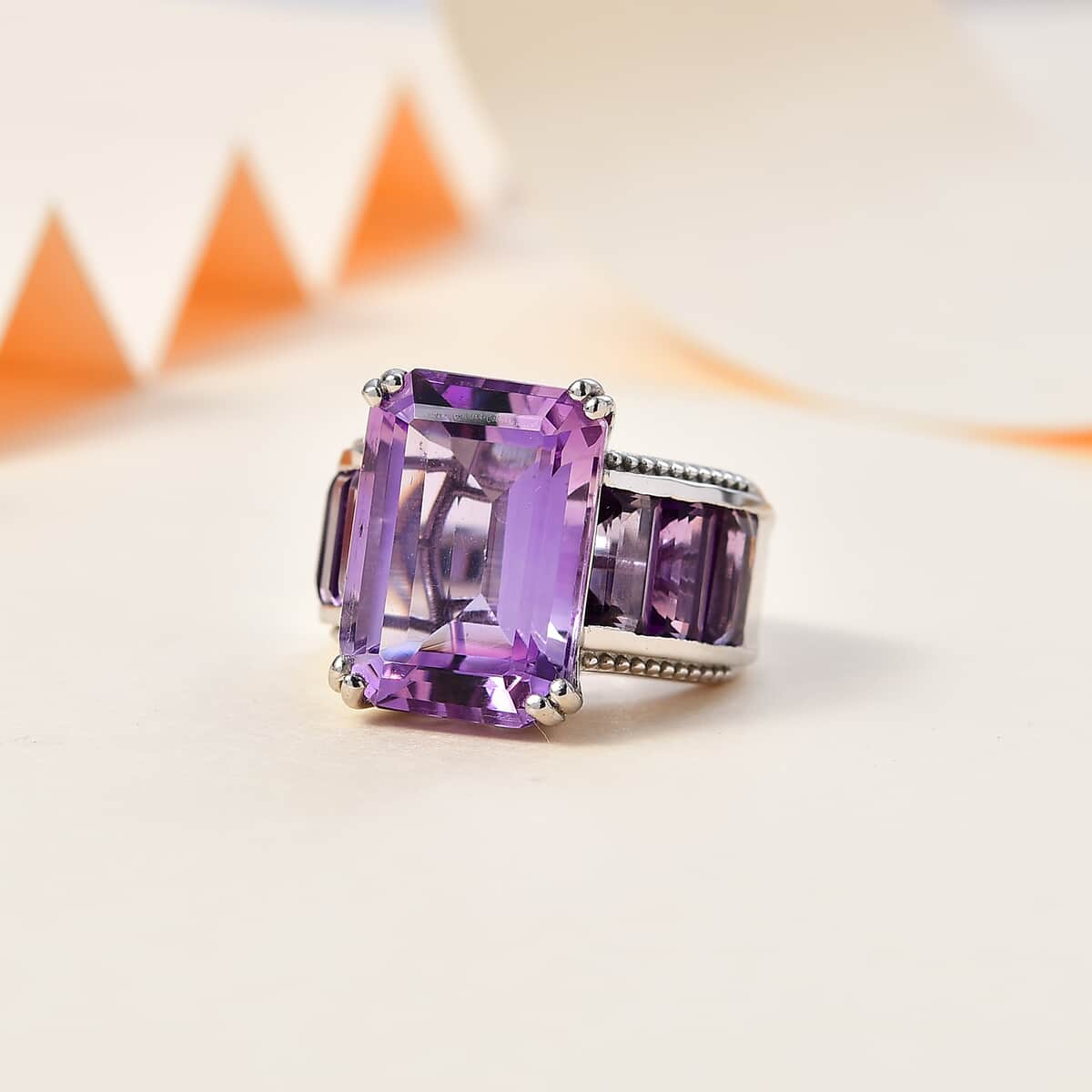 Karis Rose De France Amethyst Ring in Platinum Bond (Size 10.0) 21.15 ctw image number 1