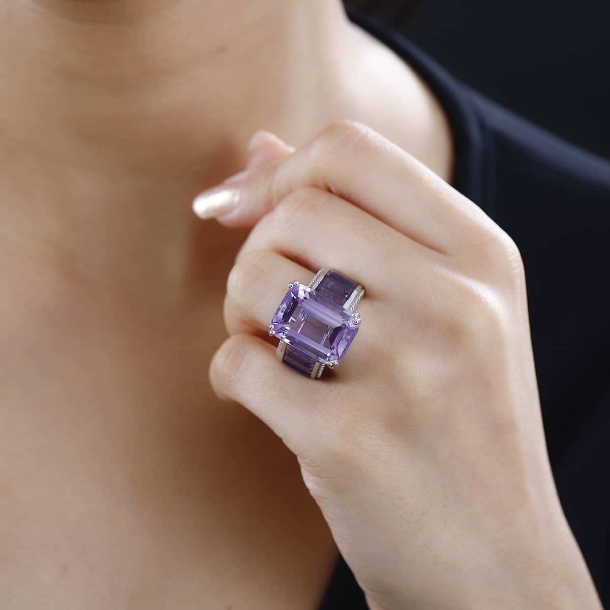 Karis Rose De France Amethyst Ring in Platinum Bond (Size 10.0) 21.15 ctw image number 2