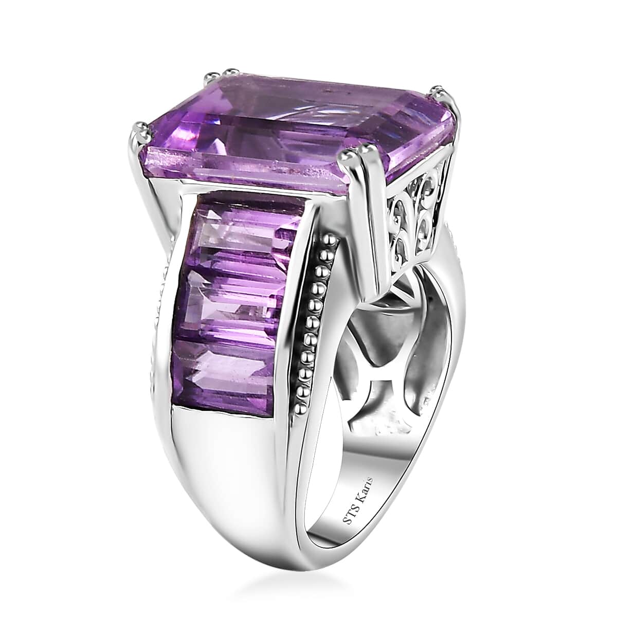 Karis Rose De France Amethyst Ring in Platinum Bond (Size 10.0) 21.15 ctw image number 3