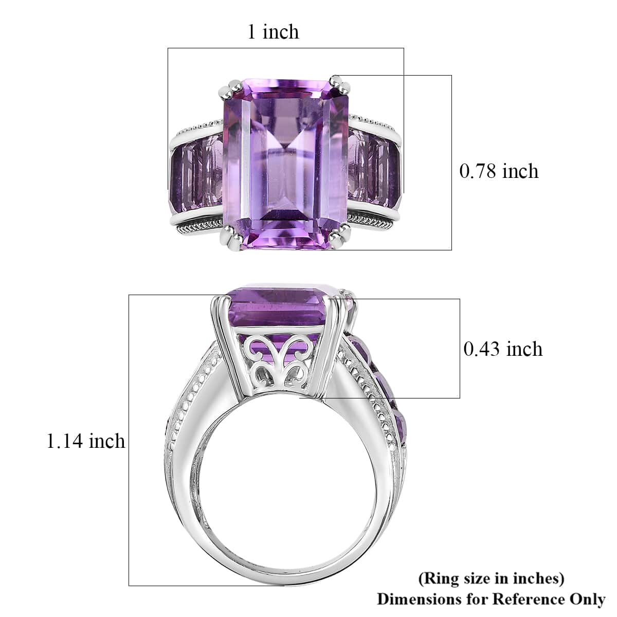 Karis Rose De France Amethyst Ring in Platinum Bond (Size 10.0) 21.15 ctw image number 5