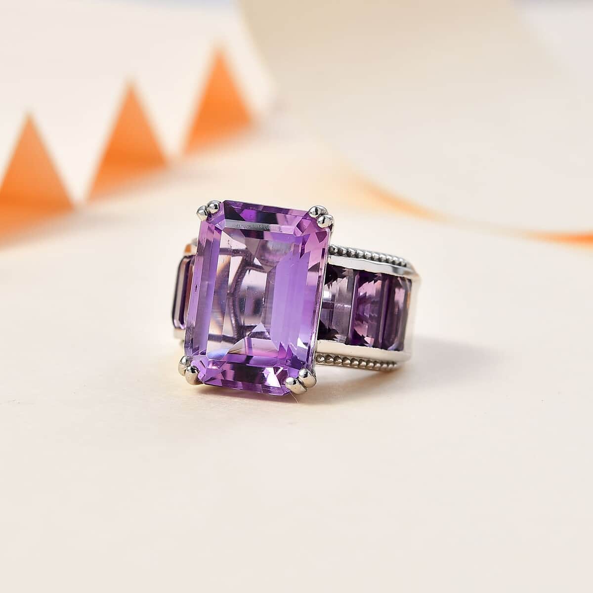 Karis Rose De France Amethyst Ring in Platinum Bond (Size 9.0) 21.15 ctw image number 1