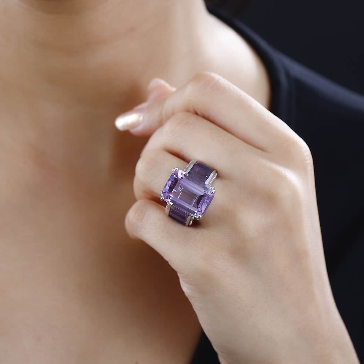 Karis Rose De France Amethyst Ring in Platinum Bond (Size 9.0) 21.15 ctw image number 2