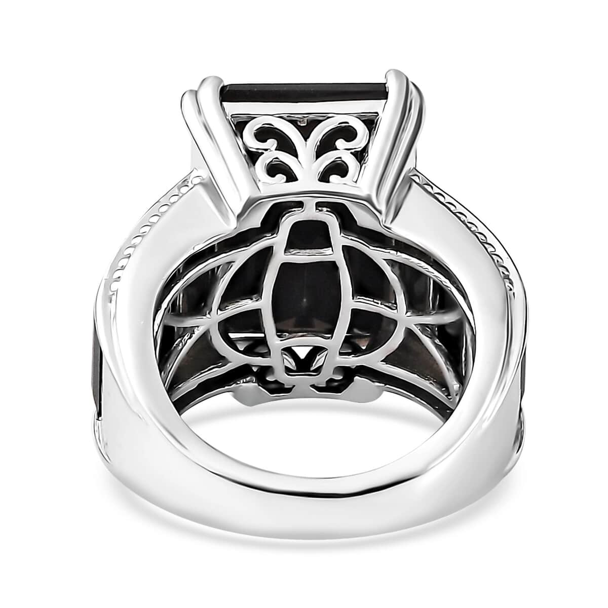 Karis Thai Black Spinel Ring in Platinum Bond (Size 10.0) 28.70 ctw image number 4
