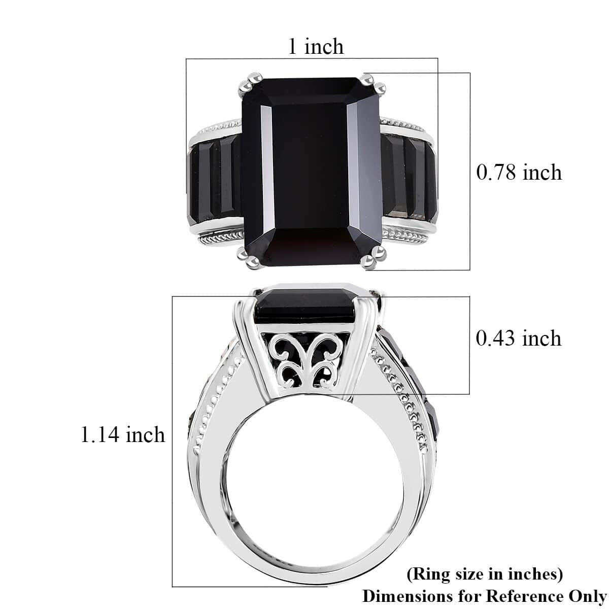Karis Thai Black Spinel Ring in Platinum Bond (Size 10.0) 28.70 ctw image number 5