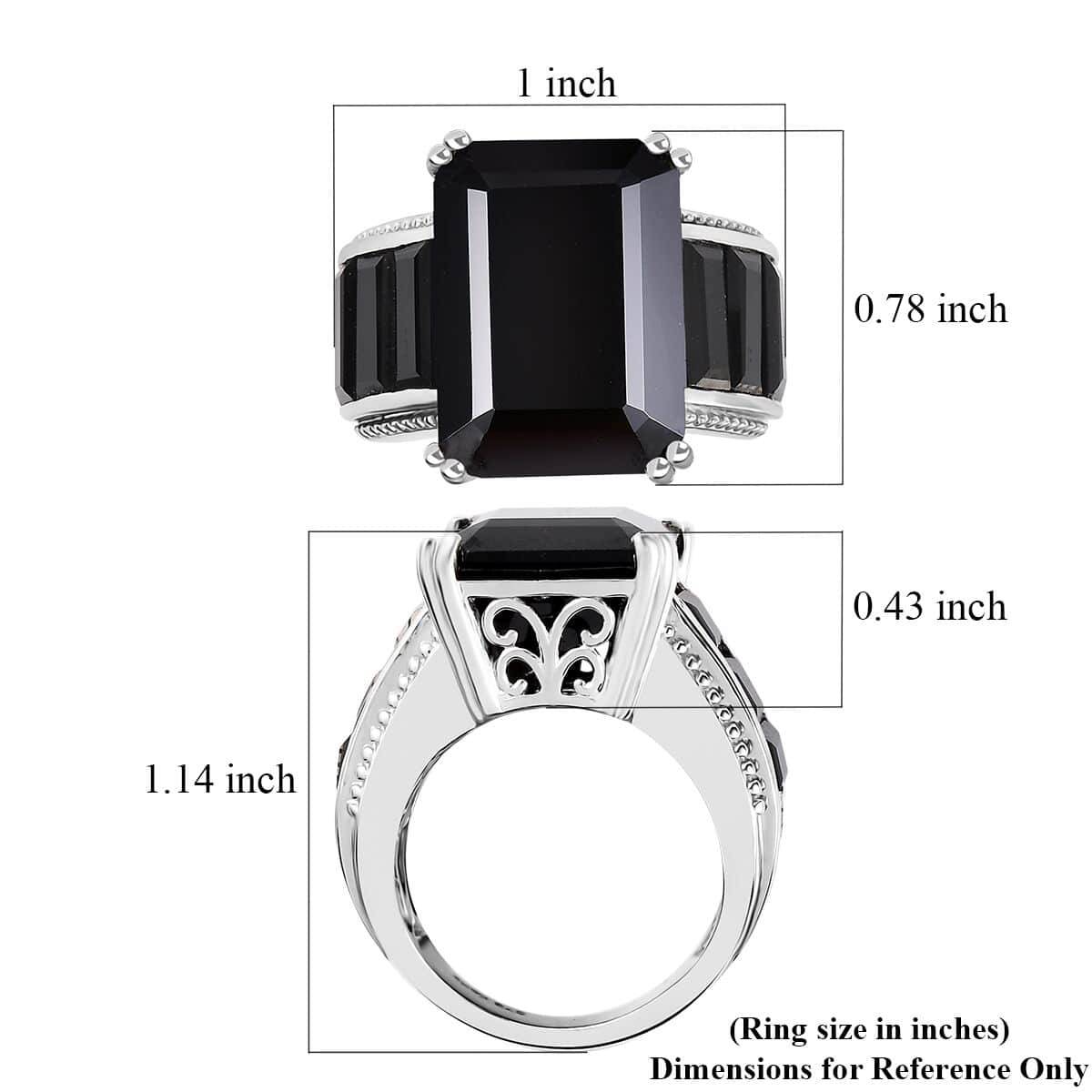 Karis Thai Black Spinel Ring in Platinum Bond (Size 11.0) 28.70 ctw image number 5