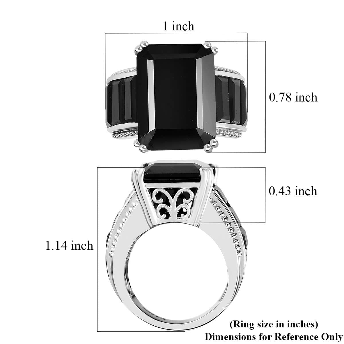 Karis Thai Black Spinel Ring in Platinum Bond (Size 8.0) 28.70 ctw image number 5