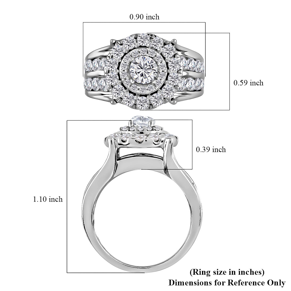 NY Closeout 14K White Gold Diamond G-H I1 Halo Bridge Ring (Size 9.0) 7.85 Grams 3.10 ctw