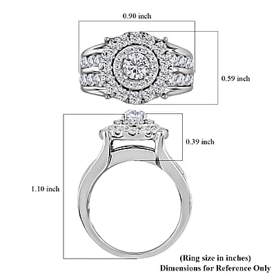 NY Closeout 14K White Gold Diamond G-H I1 Halo Bridge Ring (Size 9.0) 7.85 Grams 3.10 ctw