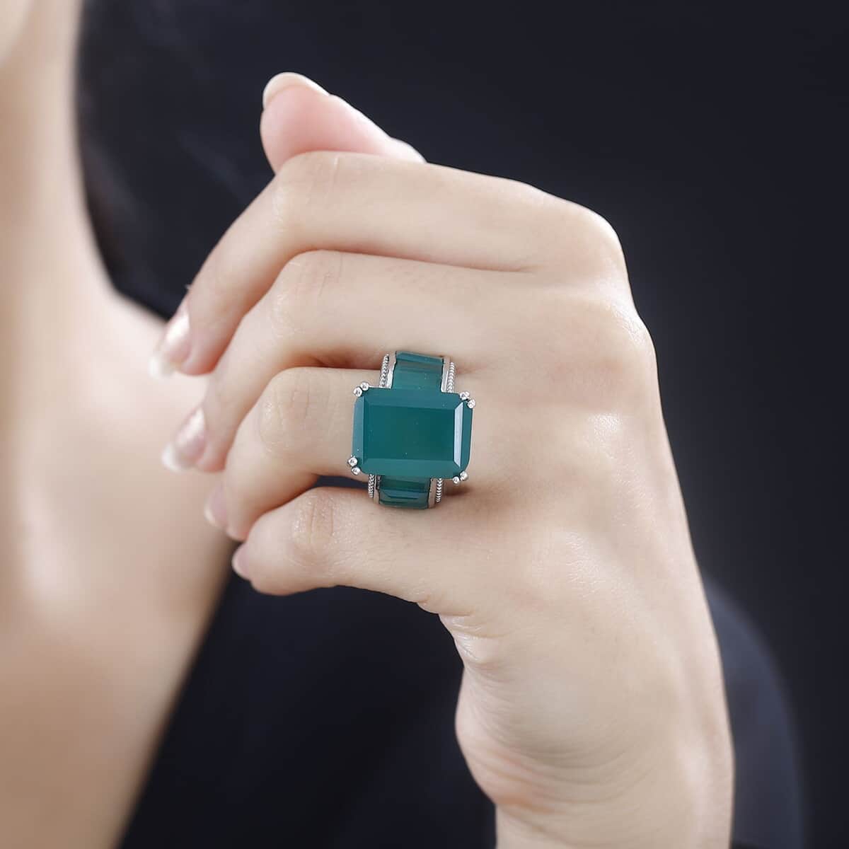 Karis Verde Onyx 18.90 ctw Ring in Platinum Bond (Size 11.0) image number 2