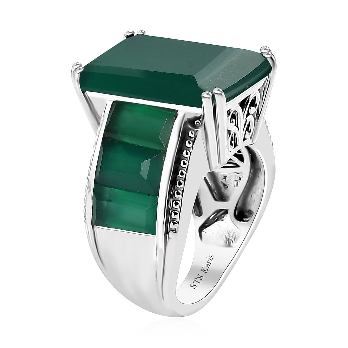 Karis Verde Onyx 18.90 ctw Ring in Platinum Bond (Size 5.0) image number 3