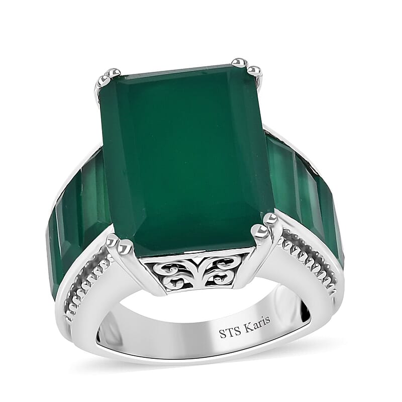 Karis Verde Onyx 18.90 ctw Ring in Platinum Bond (Size 7.0)
