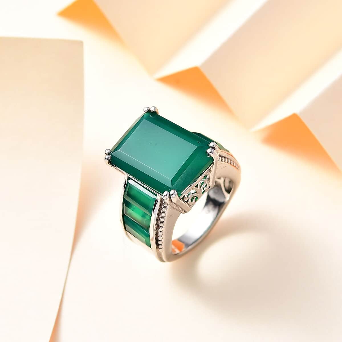 Karis Verde Onyx Ring in Platinum Bond (Size 9.0) 18.90 ctw image number 1