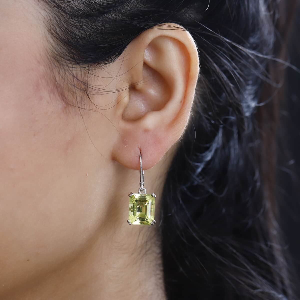 Karis Lemon Quartz Lever Back Earrings in Platinum Bond 12.10 ctw image number 2