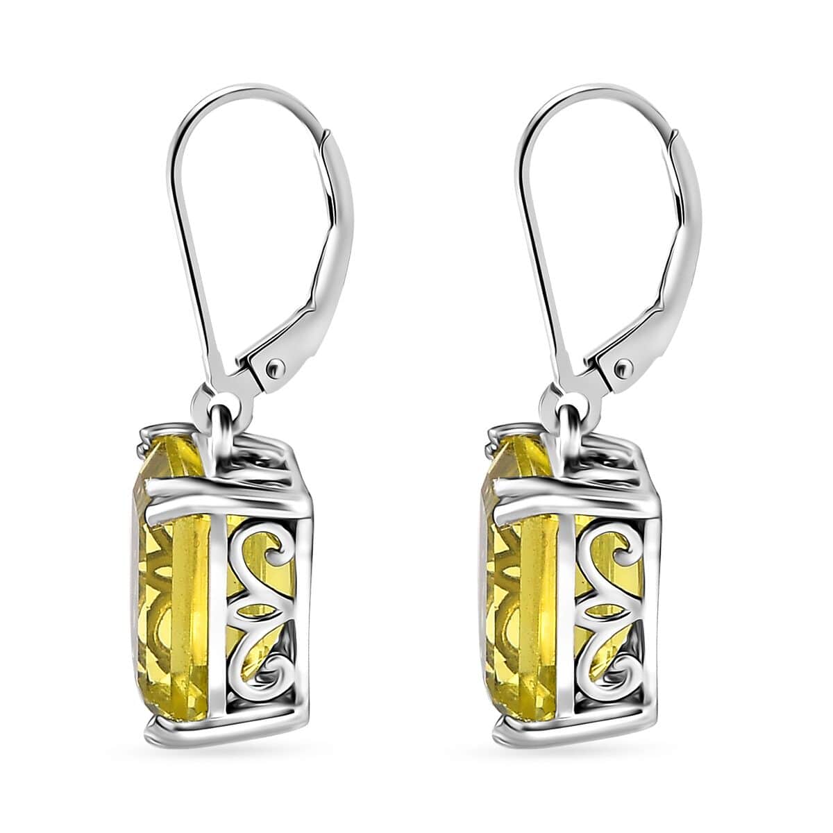 Karis Lemon Quartz Lever Back Earrings in Platinum Bond 12.10 ctw image number 3