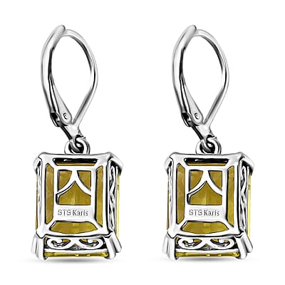 Karis Lemon Quartz Lever Back Earrings in Platinum Bond 12.10 ctw